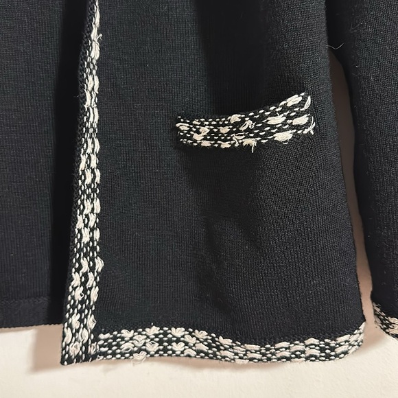 Carolina Herrera New York 100% wool black cream open cardigan stitched - Picture 3 of 10